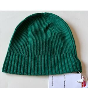 Nordstrom Cashmere Knit Kelly Green Beanie NWT